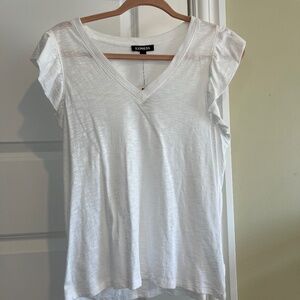 New Express white cotton blend tee shirt, M